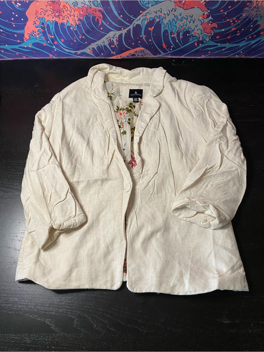 Jules & Leopold Light Cream Linen-Blend Button Down Jacket